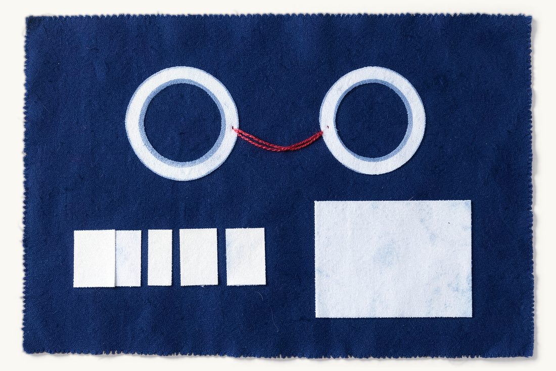 Special and general divorce grounds in Türkiye: two wedding rings apart, a cut red thread between them, five small blank slips under one and a single large sheet under the other, cyanotype print